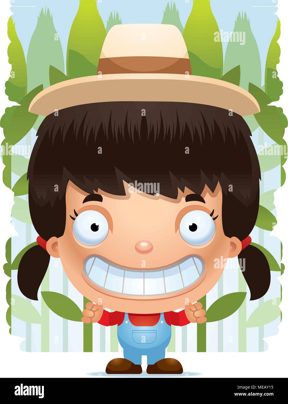 A cartoon illustration of a girl farmer smiling Stock Vector Image ...