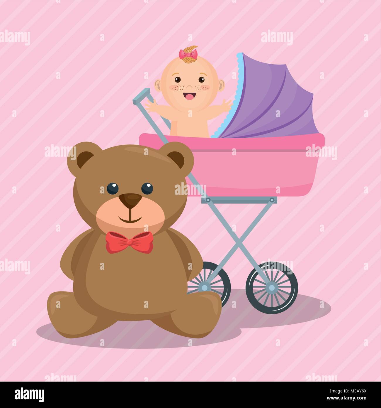 baby shower card with little girl vector illustration design Stock ...