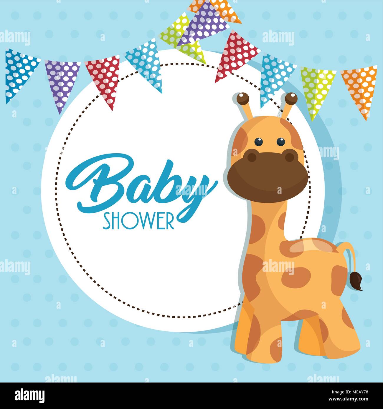 baby shower card with cute giraffe vector illustration design Stock ...
