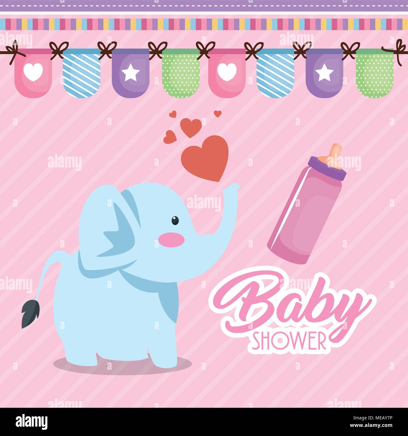 baby shower card with cute elephant vector illustration design Stock ...