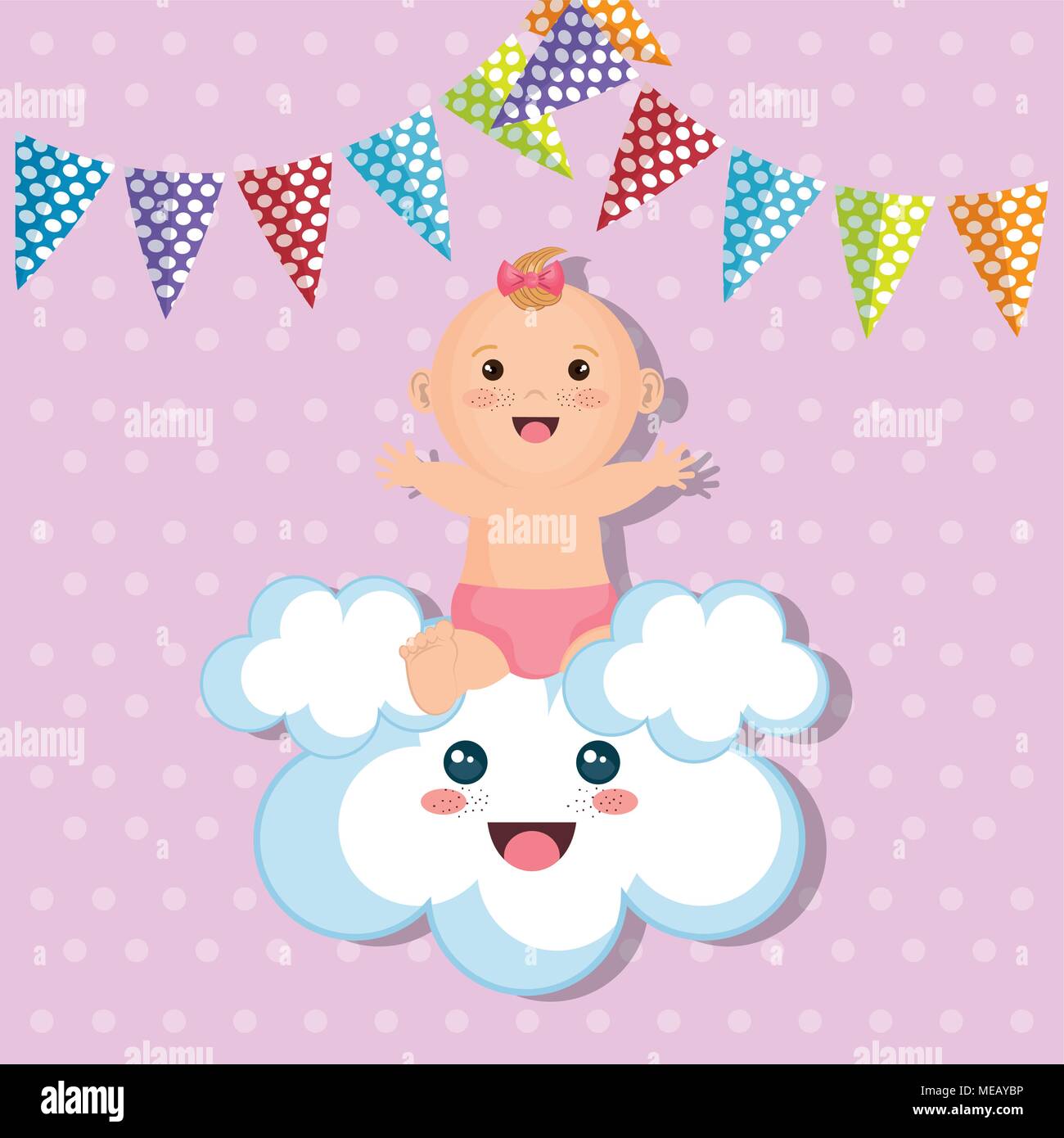baby shower card with little girl vector illustration design Stock ...