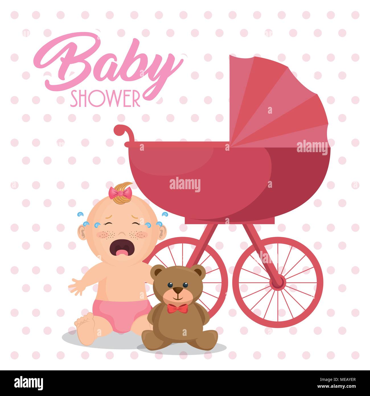 baby shower card with little girl vector illustration design Stock ...