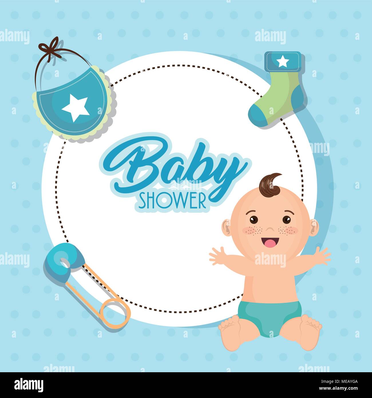 baby shower card with little boy vector illustration design Stock ...