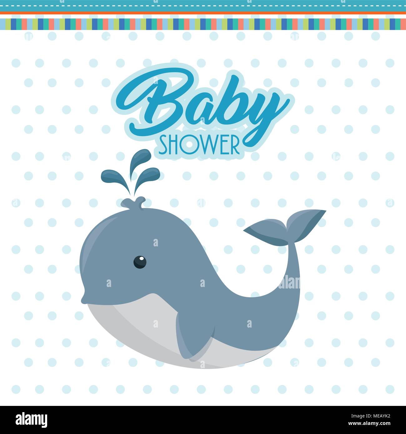 baby shower card with cute whale vector illustration design Stock ...