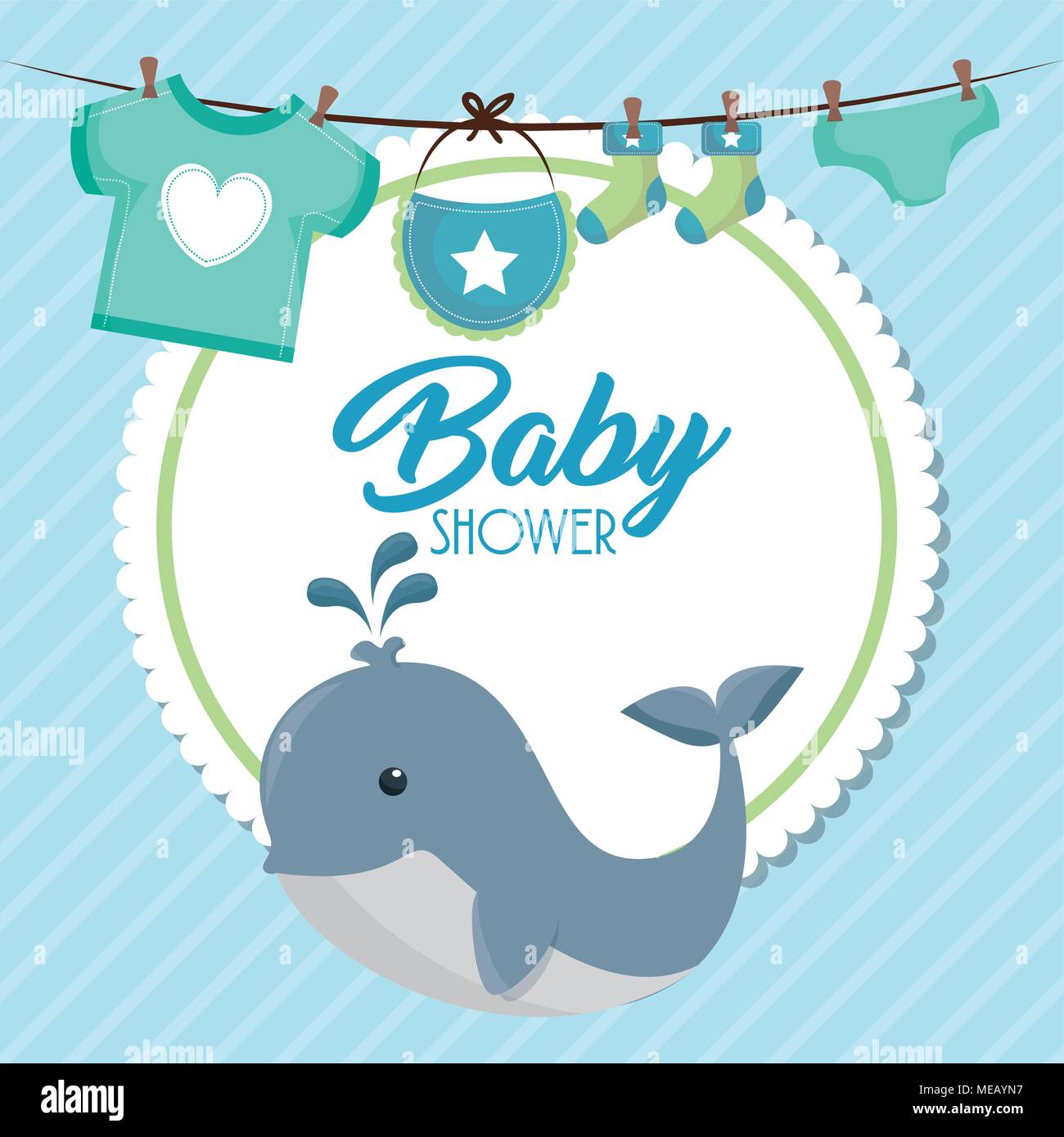 baby shower card with cute whale vector illustration design Stock ...