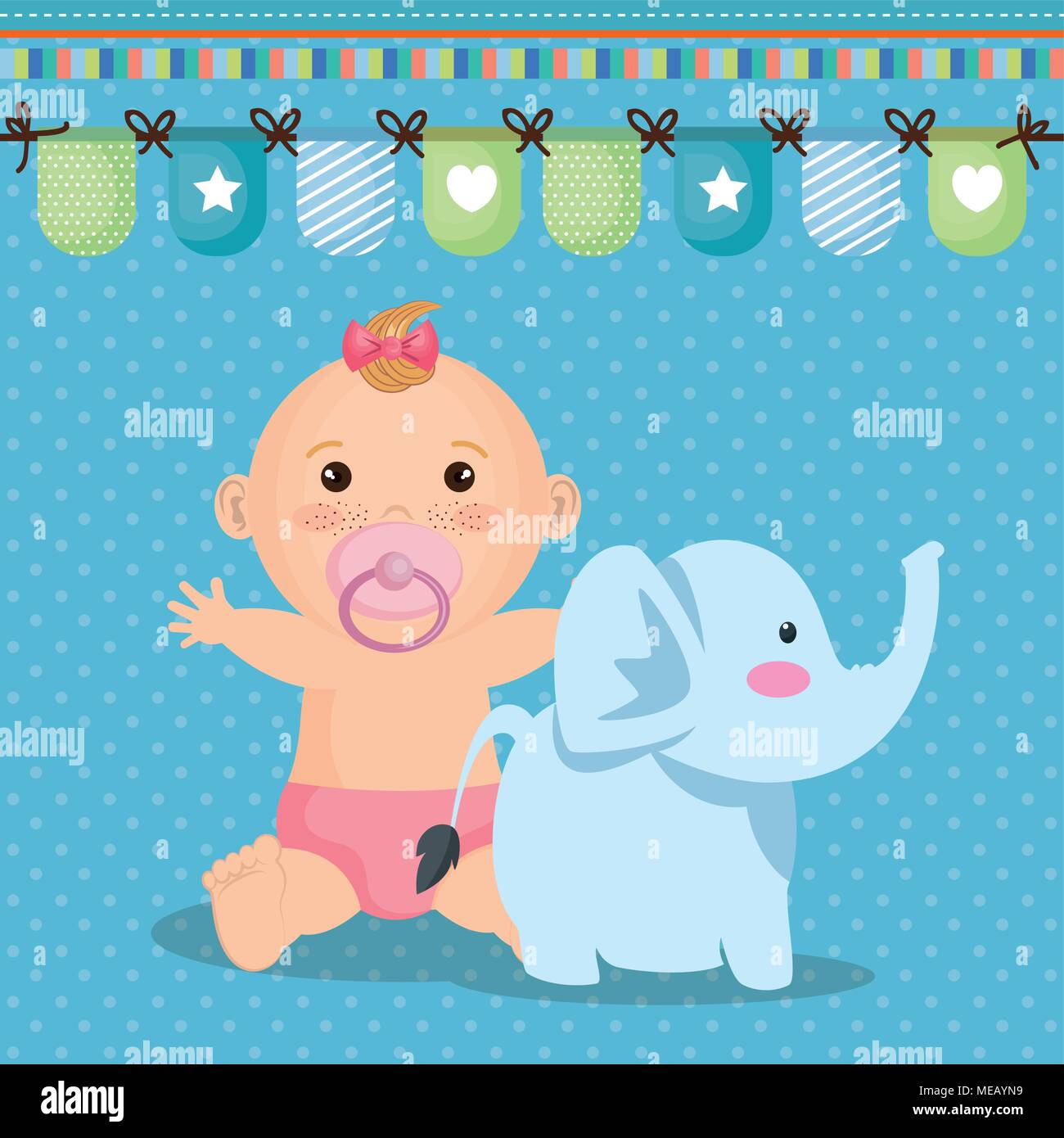 baby shower card with little girl vector illustration design Stock ...