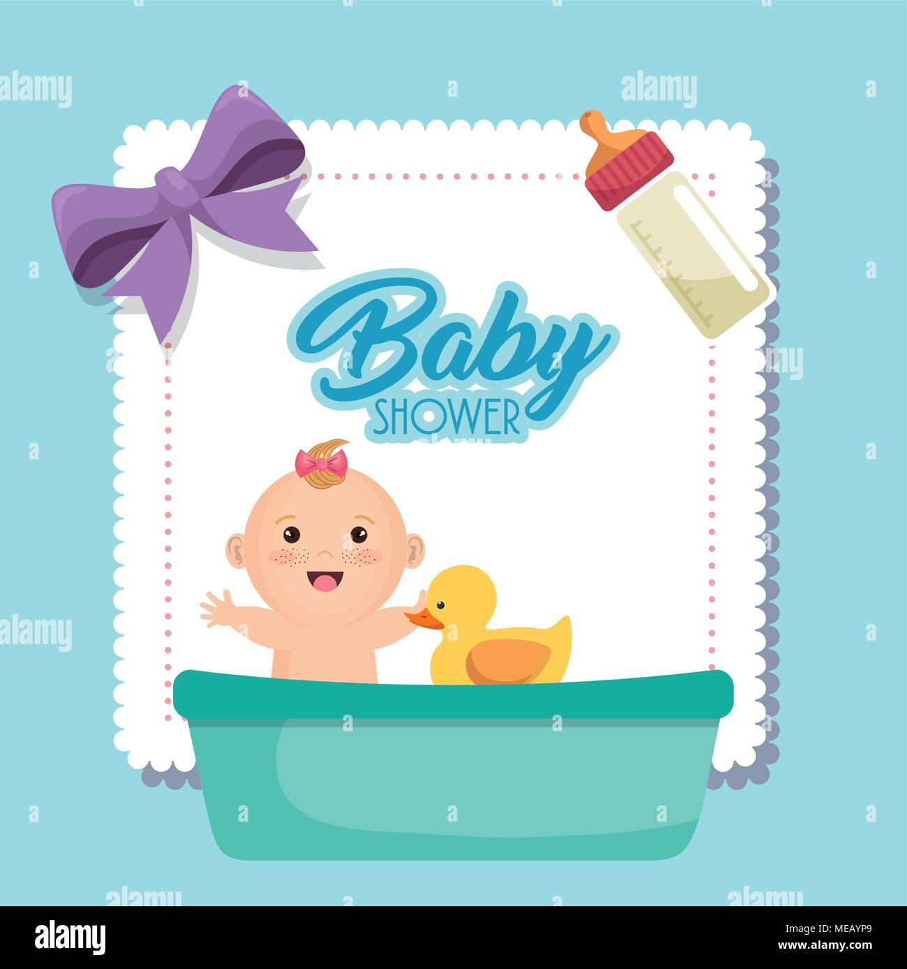 baby shower card with little girl vector illustration design Stock ...
