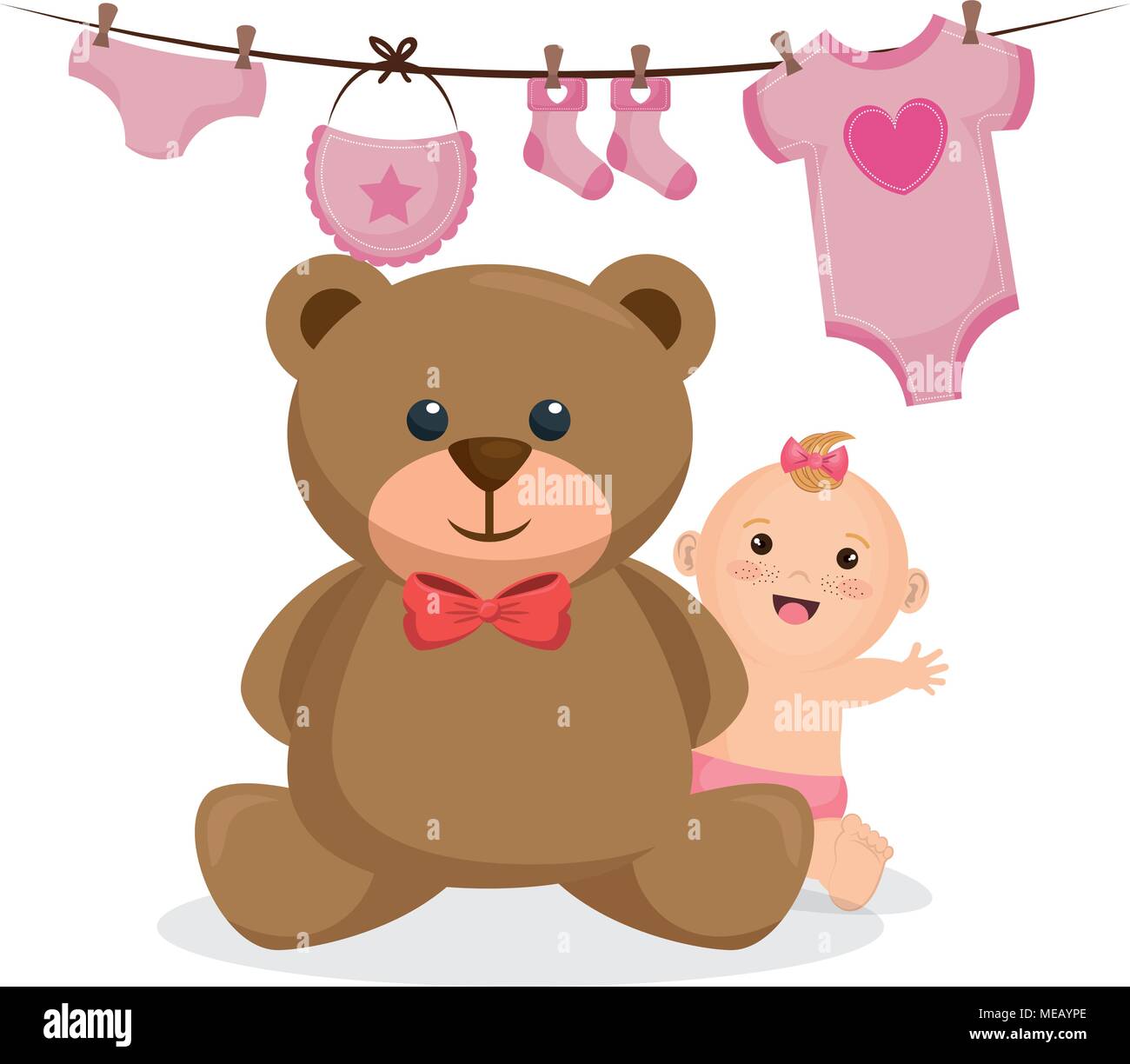 baby shower card with little girl vector illustration design Stock ...