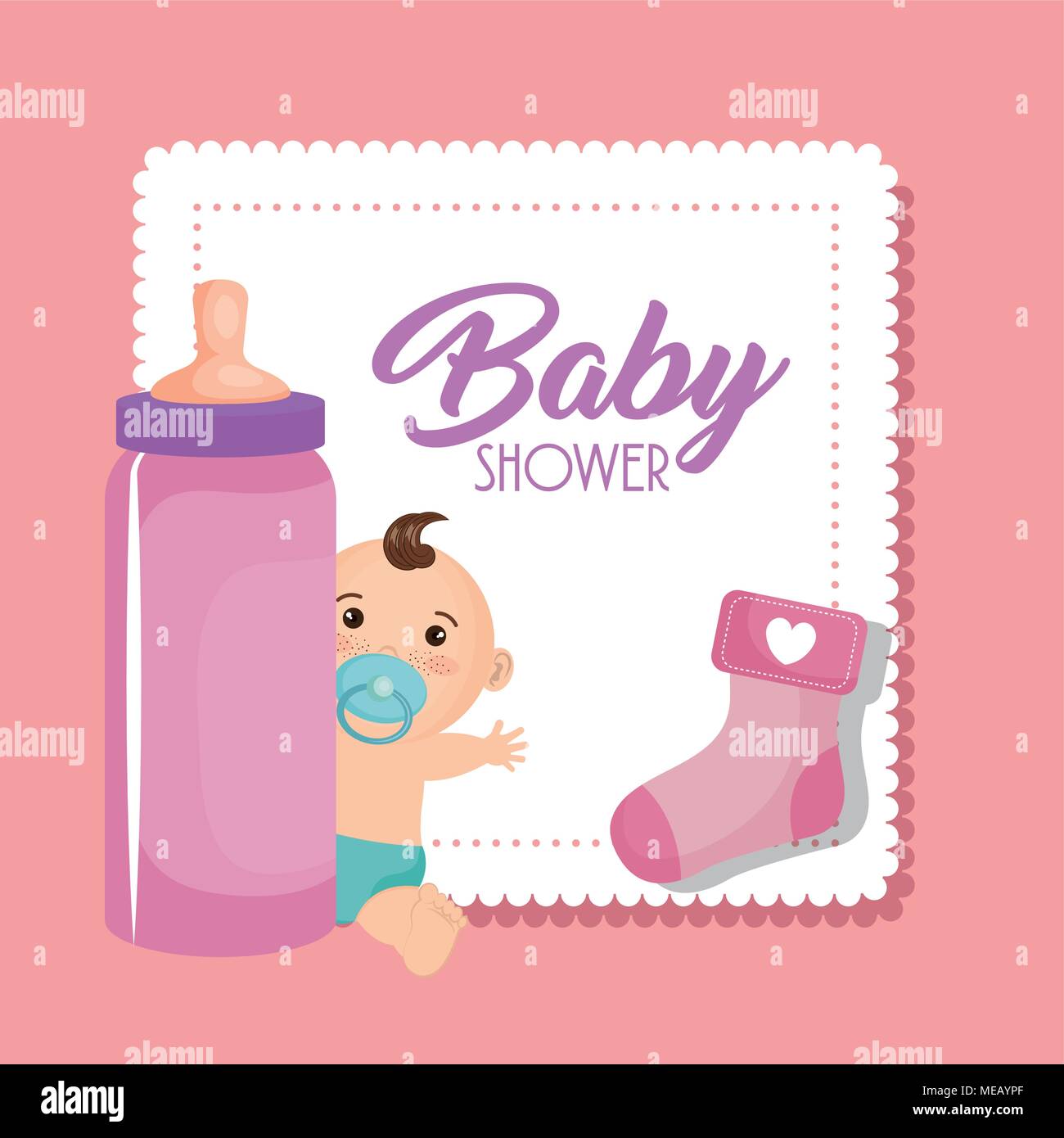 baby shower card with little boy vector illustration design Stock ...