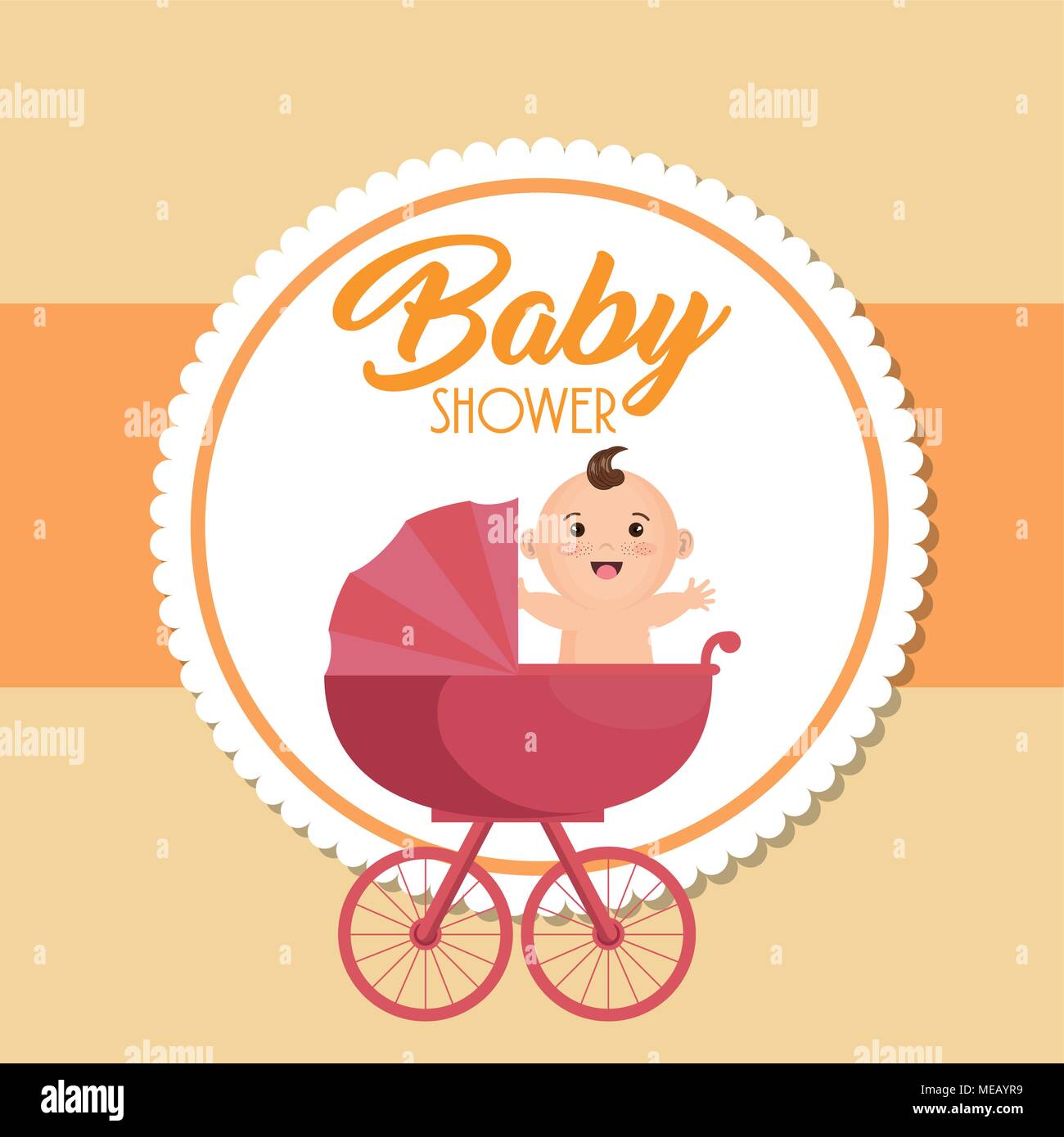 baby shower card with little girl vector illustration design Stock ...