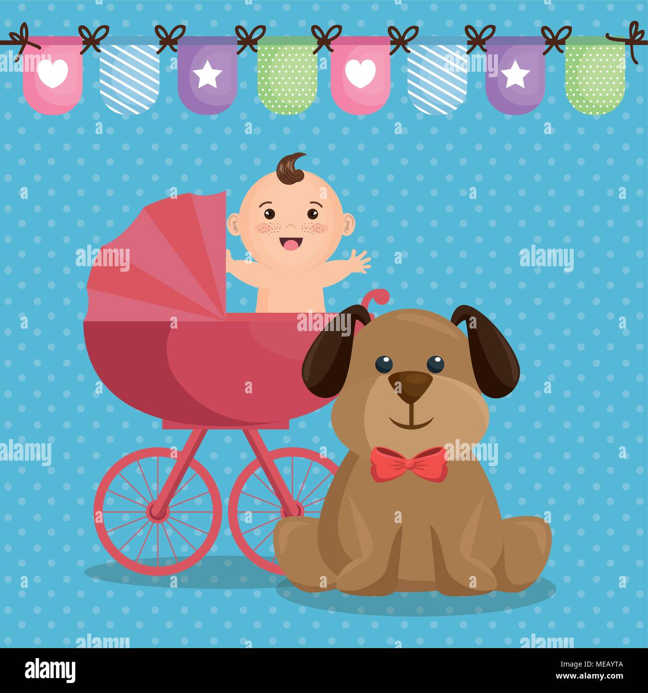 baby shower card with little boy vector illustration design Stock ...