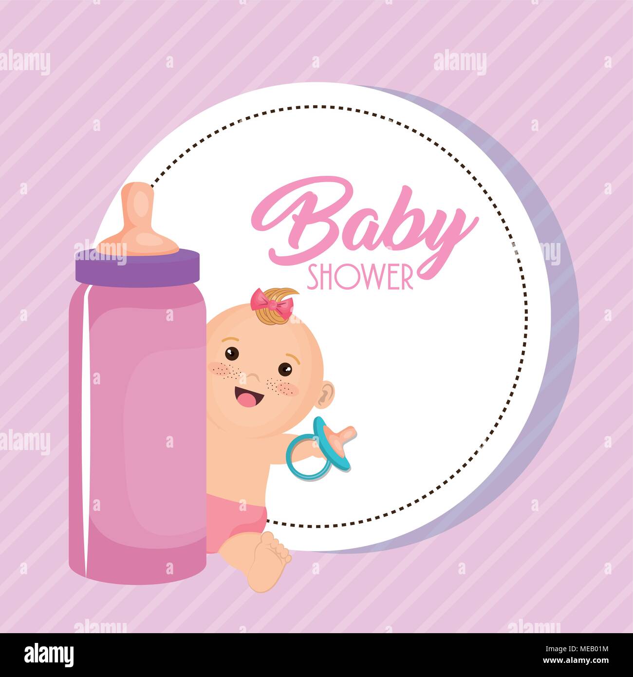 baby shower card with little girl vector illustration design Stock ...