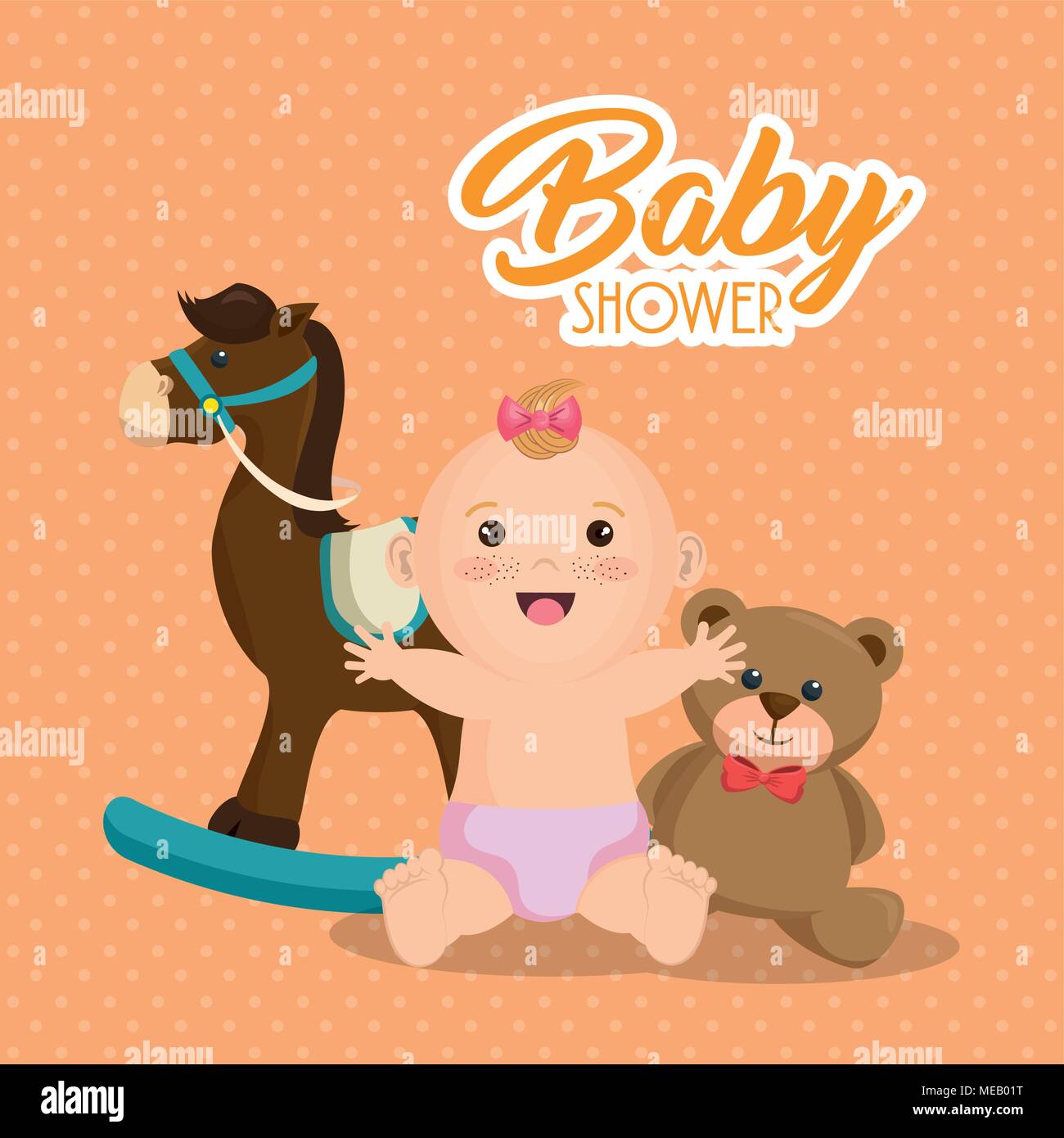 baby shower card with little girl vector illustration design Stock ...