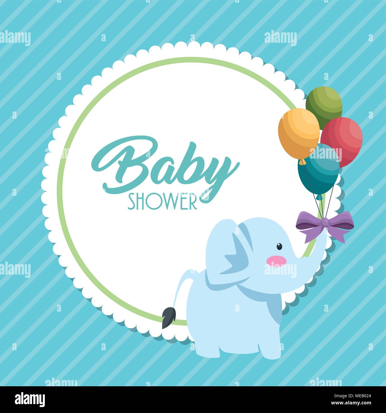 baby shower card with cute elephant vector illustration design Stock ...