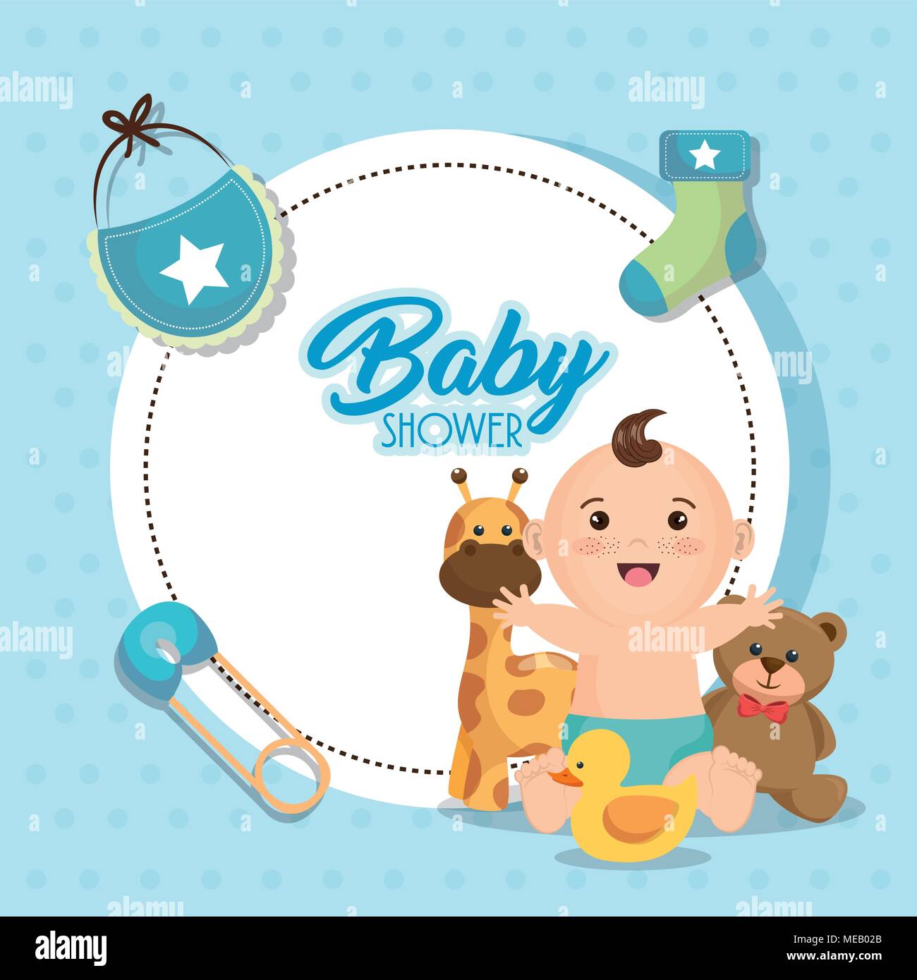 baby shower card with little boy vector illustration design Stock ...