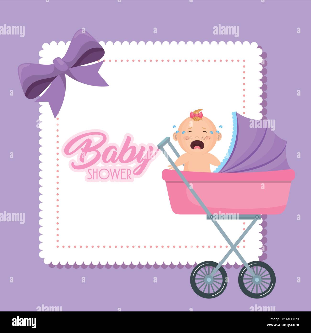 baby shower card with little girl vector illustration design Stock ...