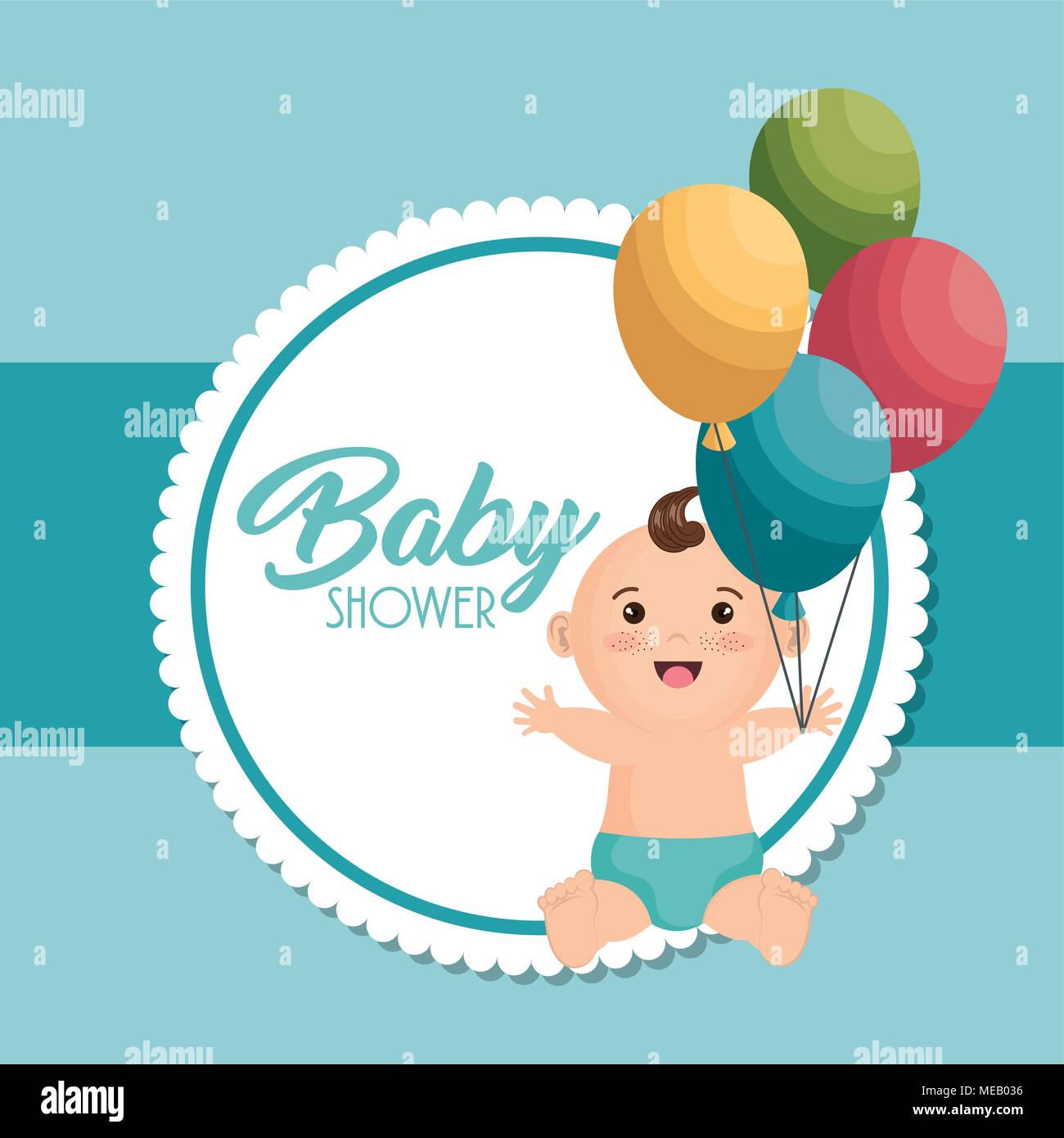 baby shower card with little boy vector illustration design Stock ...