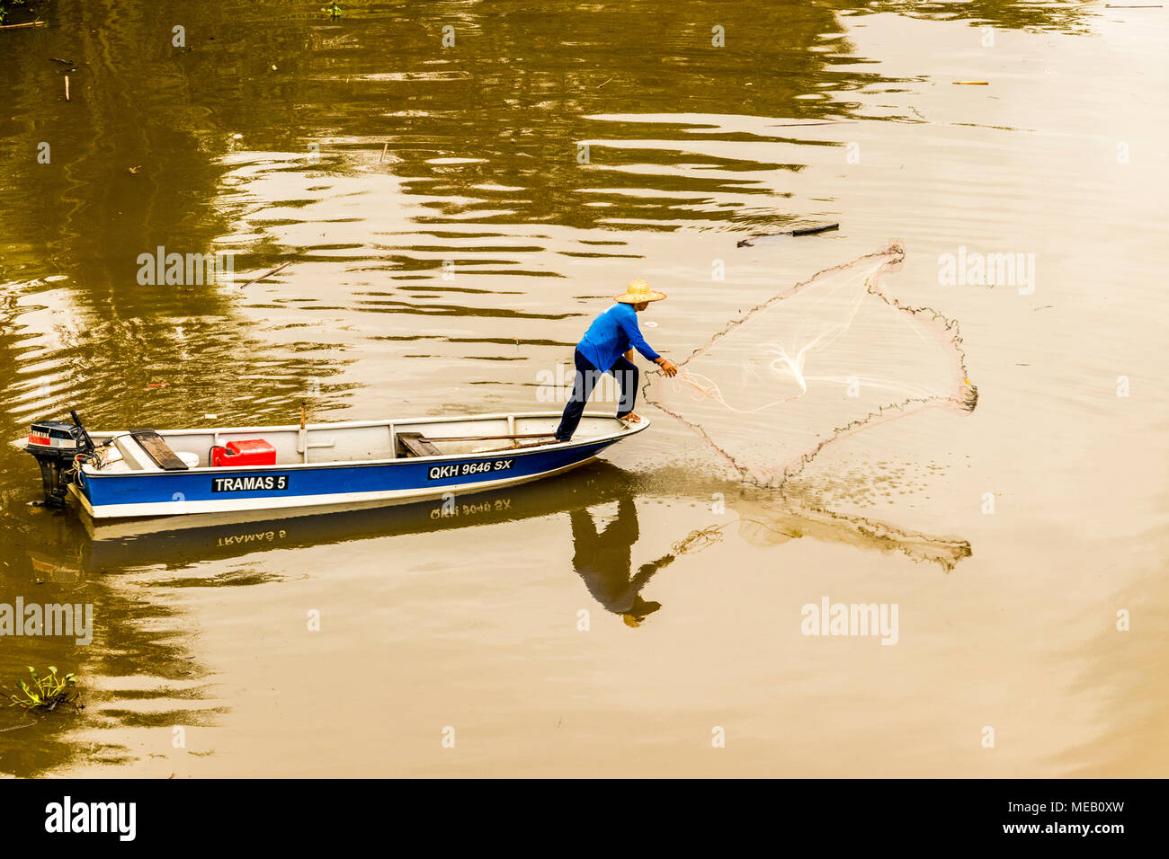 Fishing On The Sarawak River In Kuching Sarawak Malaysia Borneo Stock Photo Alamy