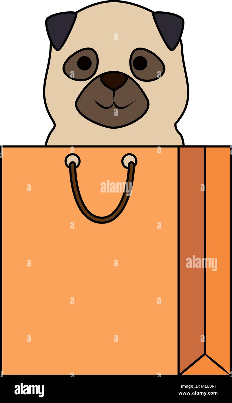 cute dog in shopping bag character Stock Vector Image & Art Alamy