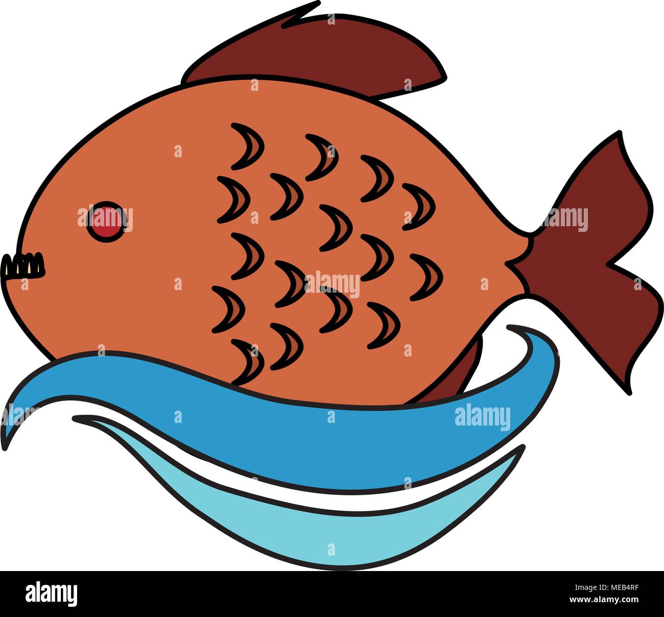 cute ornamental fish icon Stock Vector