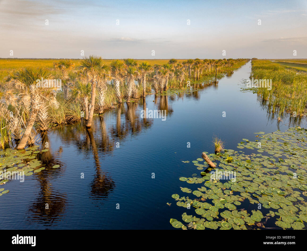 There are many waterways and canals in the wetland areas of brevard county florida where boaters use the routes to reach the local lakes Stock Photo