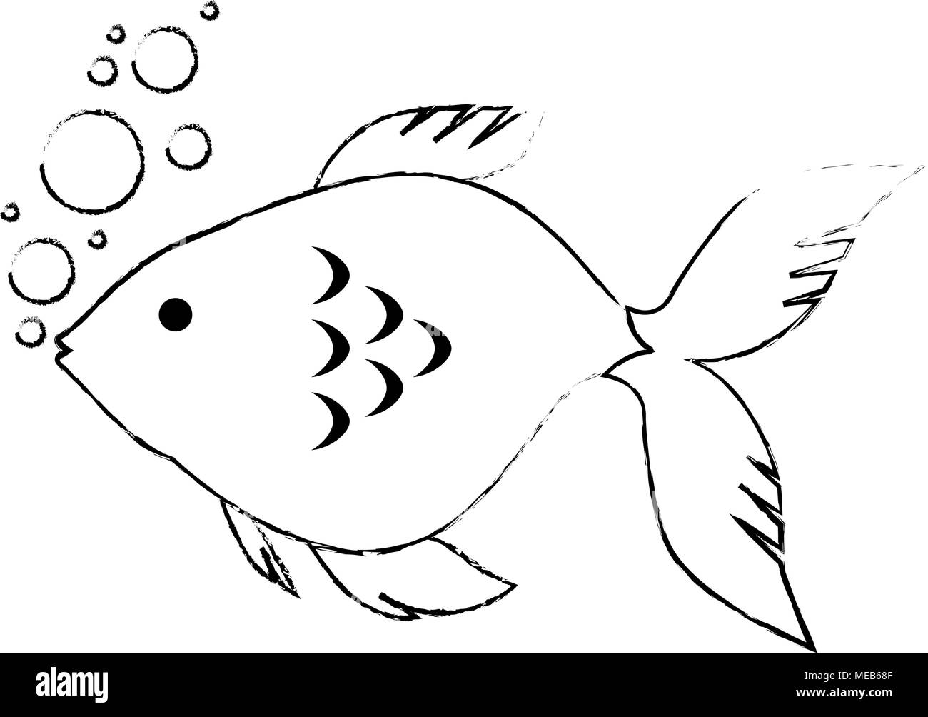 cute ornamental fish with air bubbles Stock Vector Image & Art - Alamy