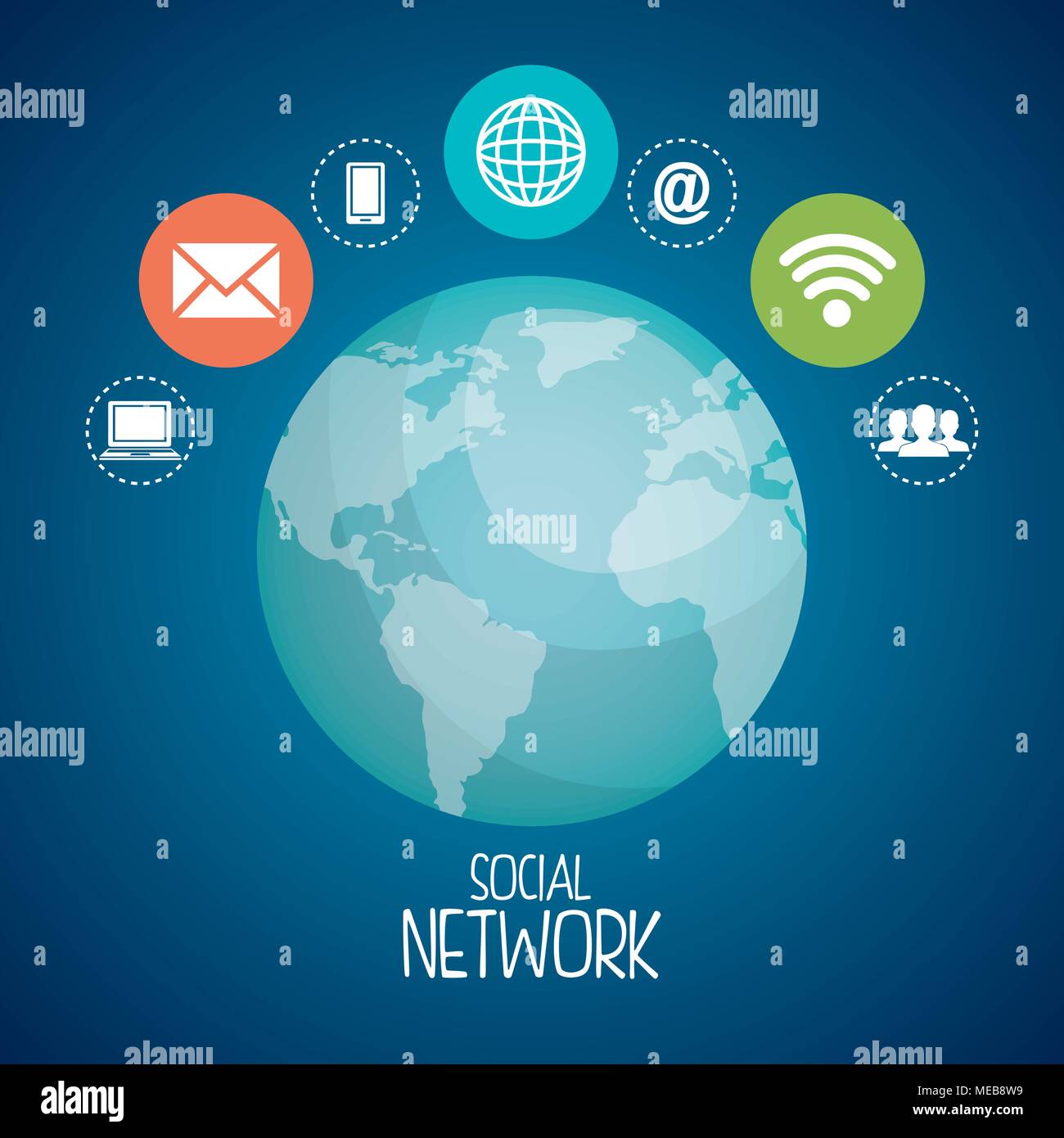planet with social network icons Stock Vector Image & Art - Alamy