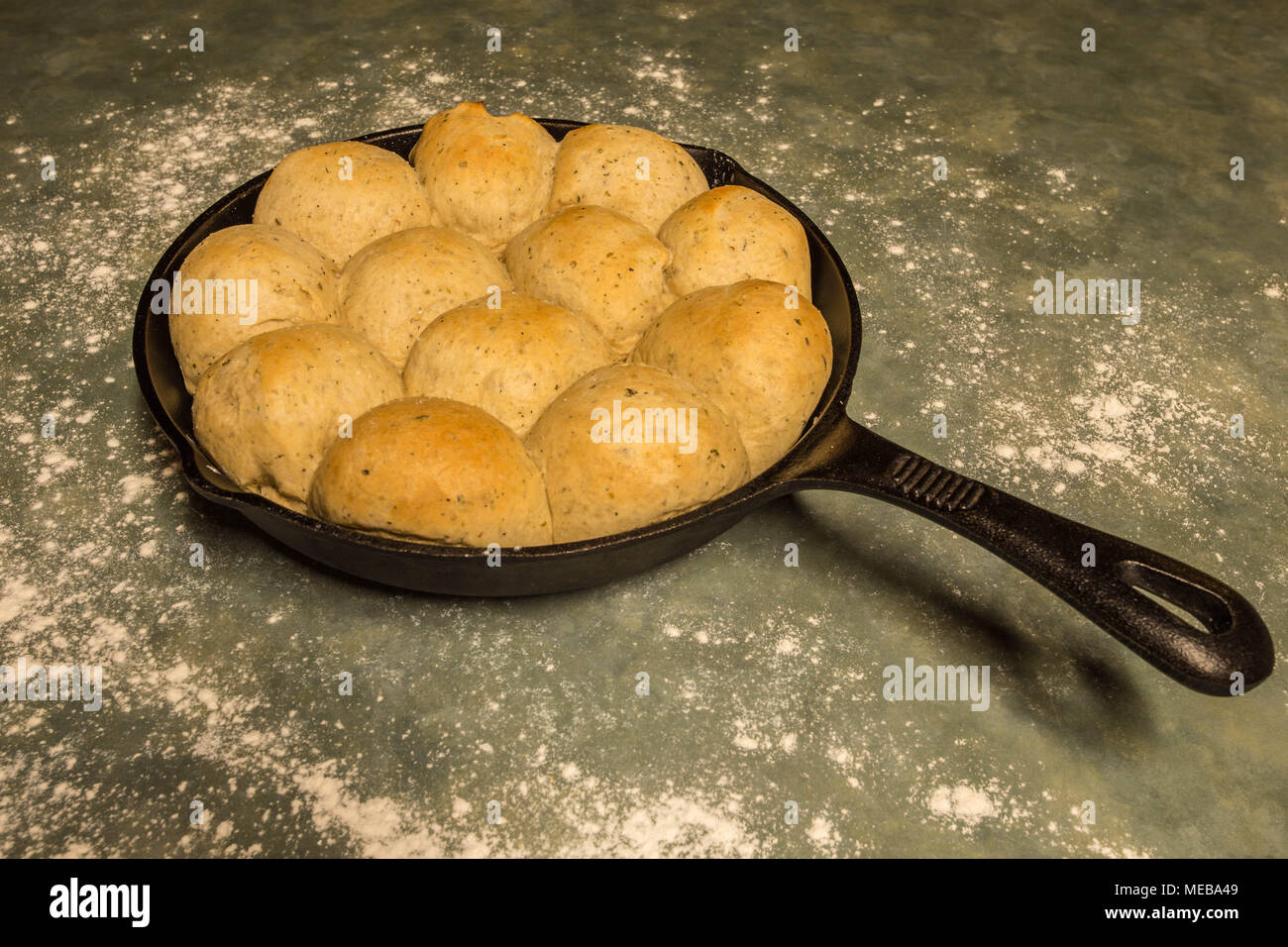 Home Made Cast Iron Skillet Rolls Stock Photo Alamy