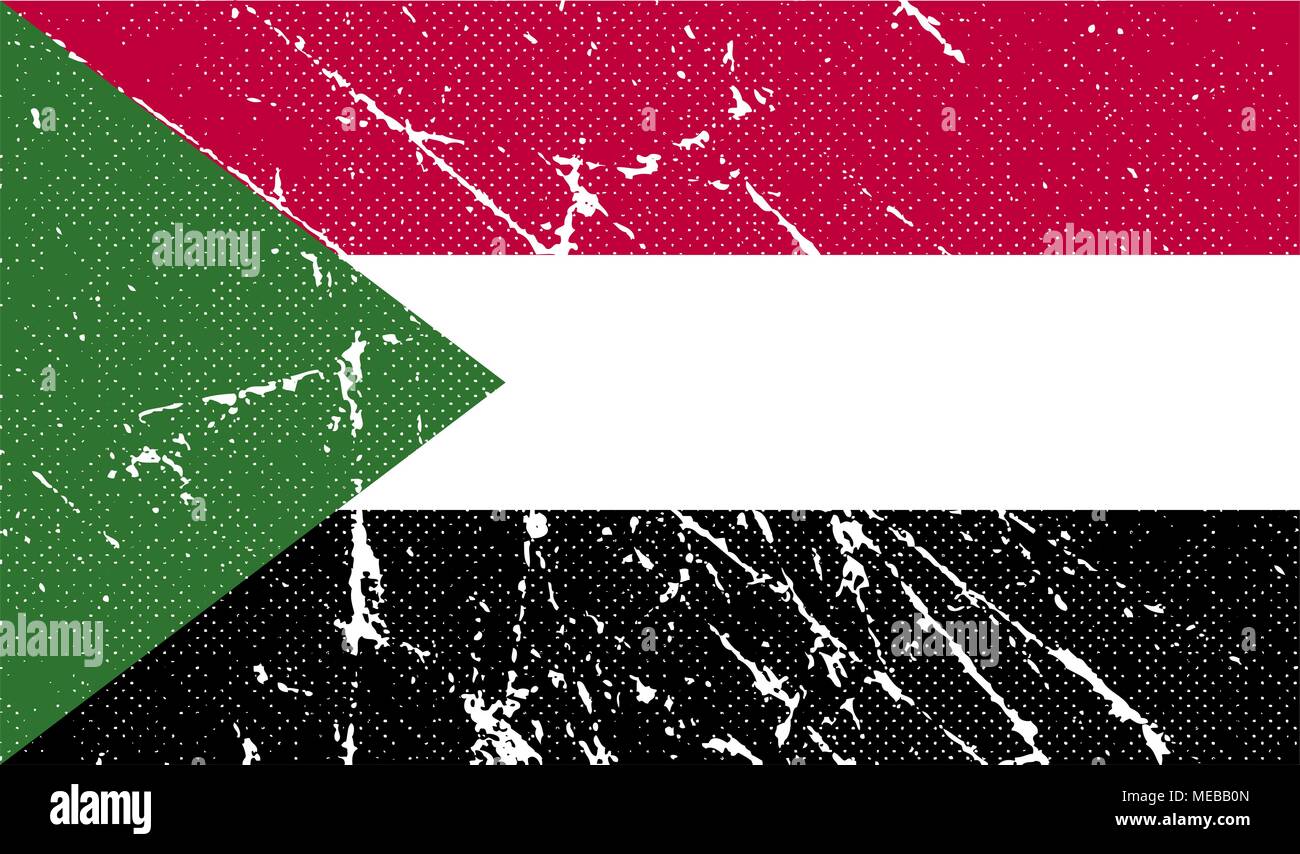 Flag of Sudan with old texture. Vector illustration Stock Vector