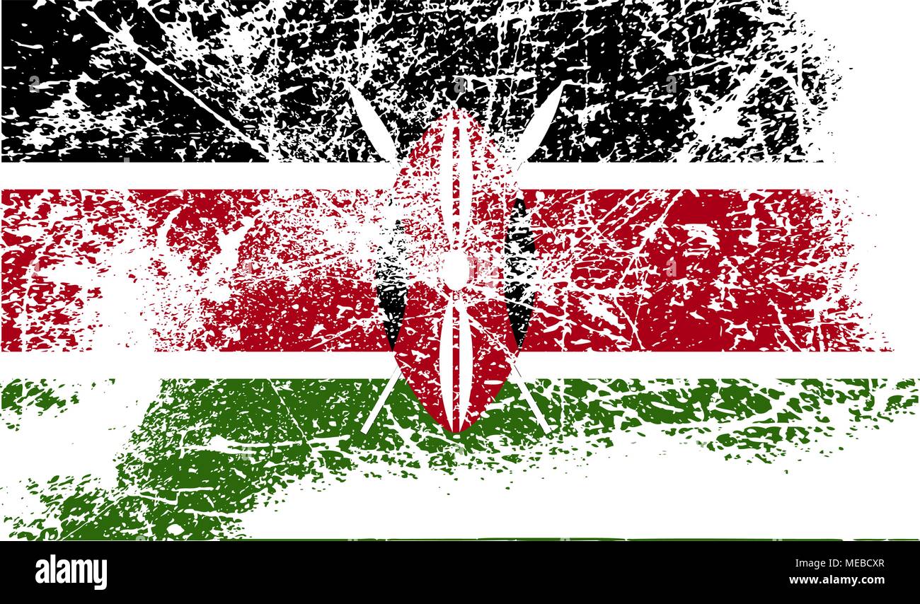 Flag of Kenya with old texture. Vector illustration Stock Vector