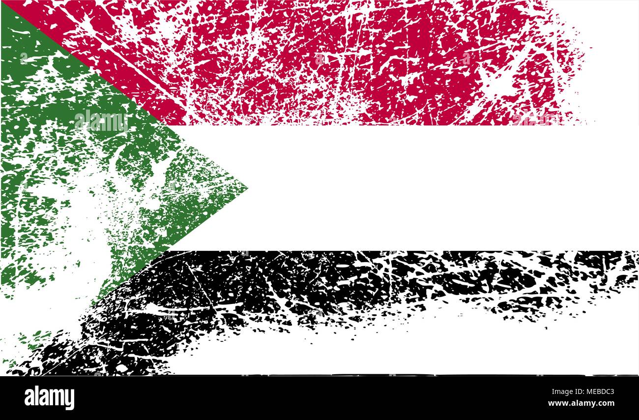 Flag of Sudan with old texture. Vector illustration Stock Vector