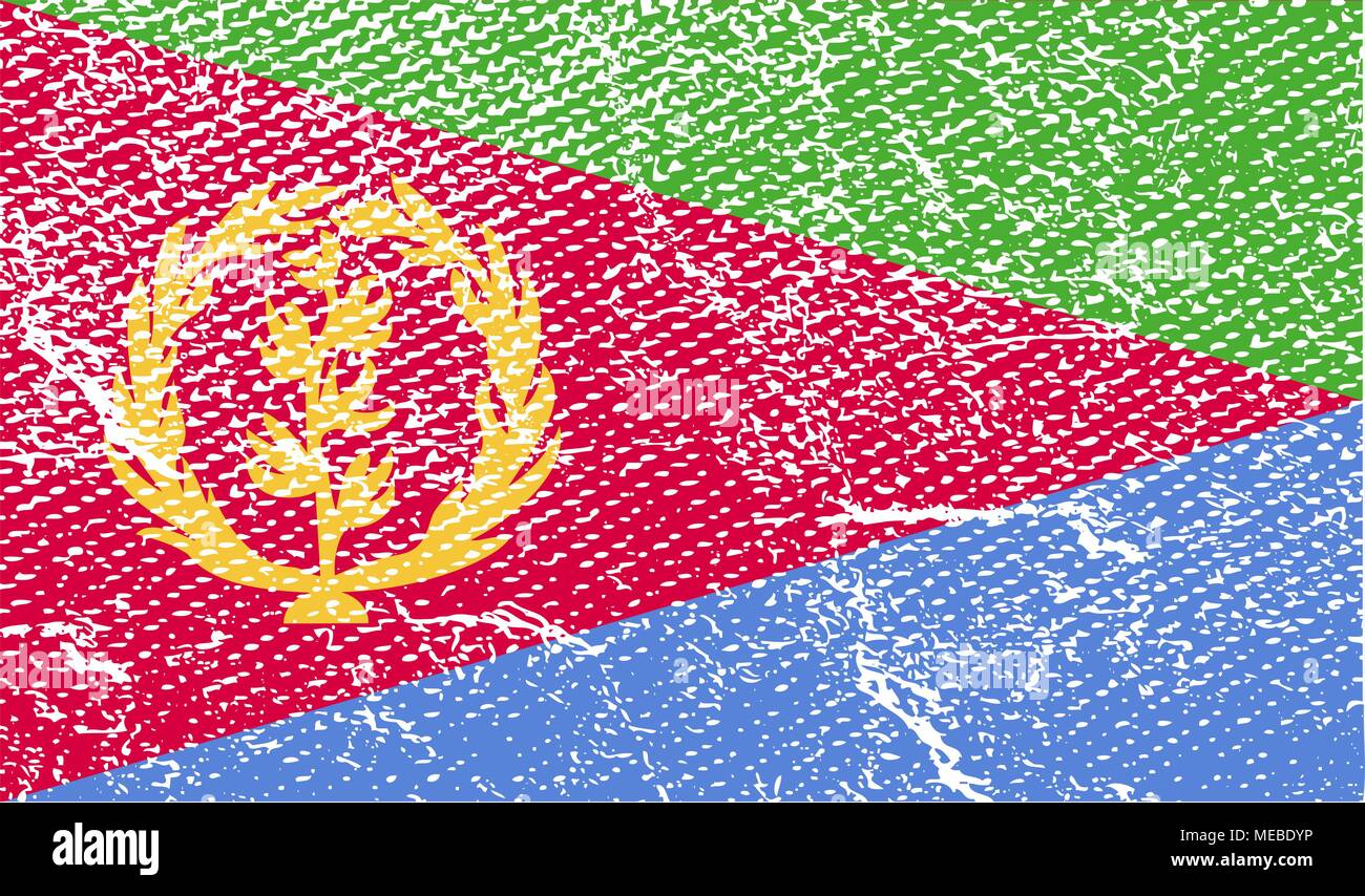 Flag Of Eritrea With Old Texture Vector Illustration Stock Vector