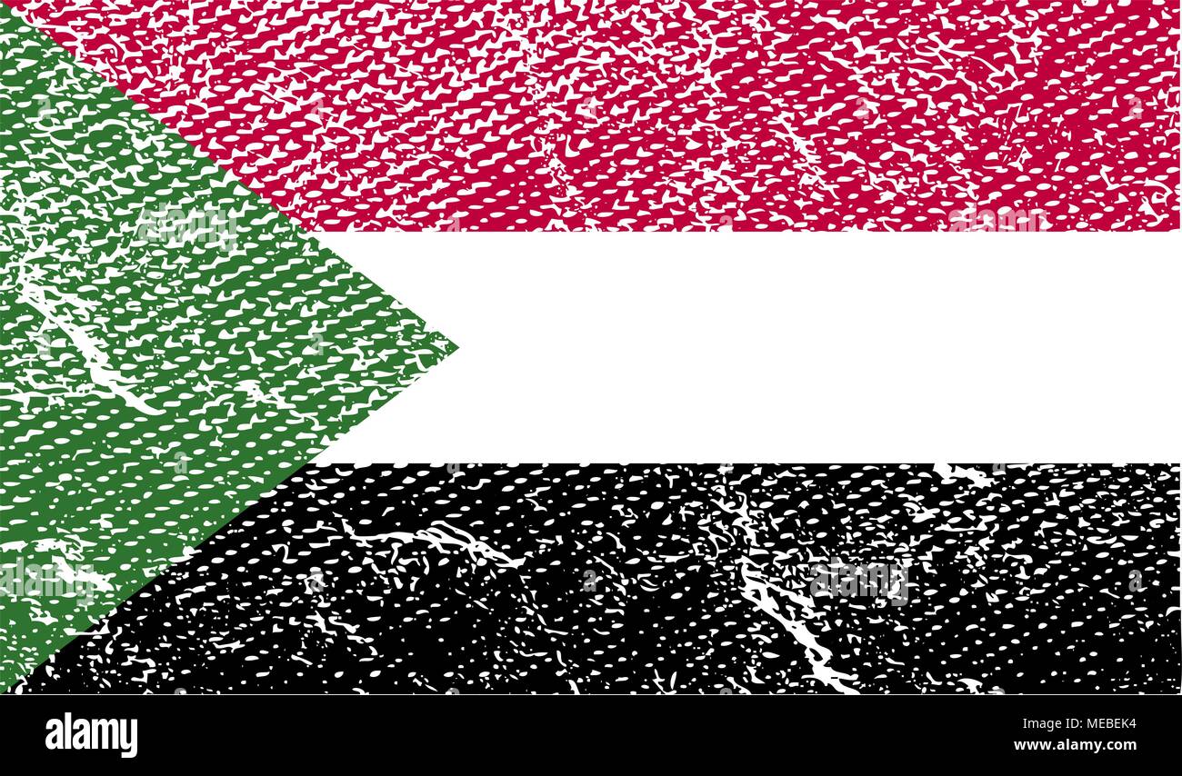 Flag of Sudan with old texture. Vector illustration Stock Vector