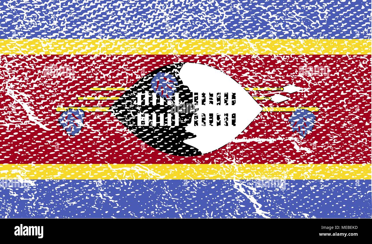 Flag of Swaziland with old texture. Vector illustration Stock Vector