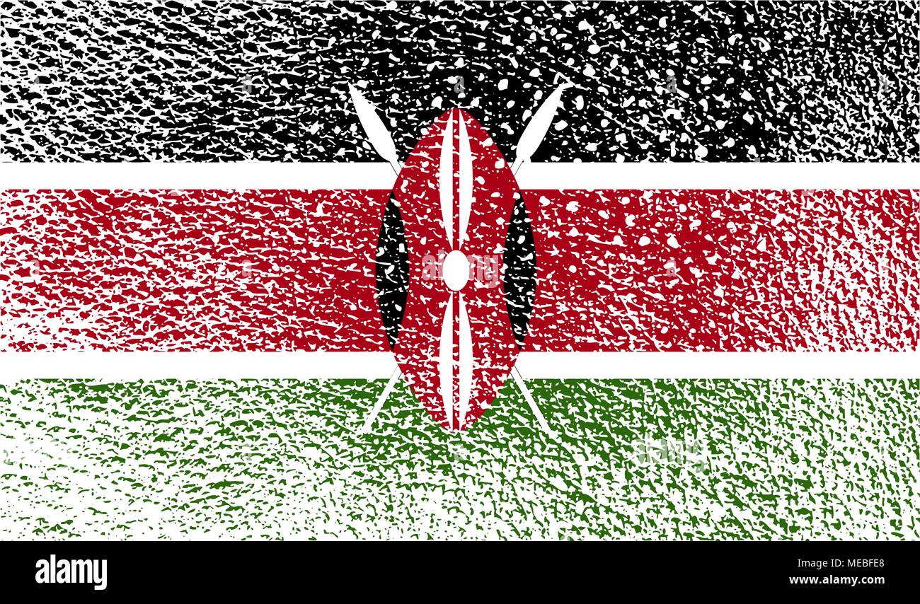 Flag of Kenya with old texture. Vector illustration Stock Vector