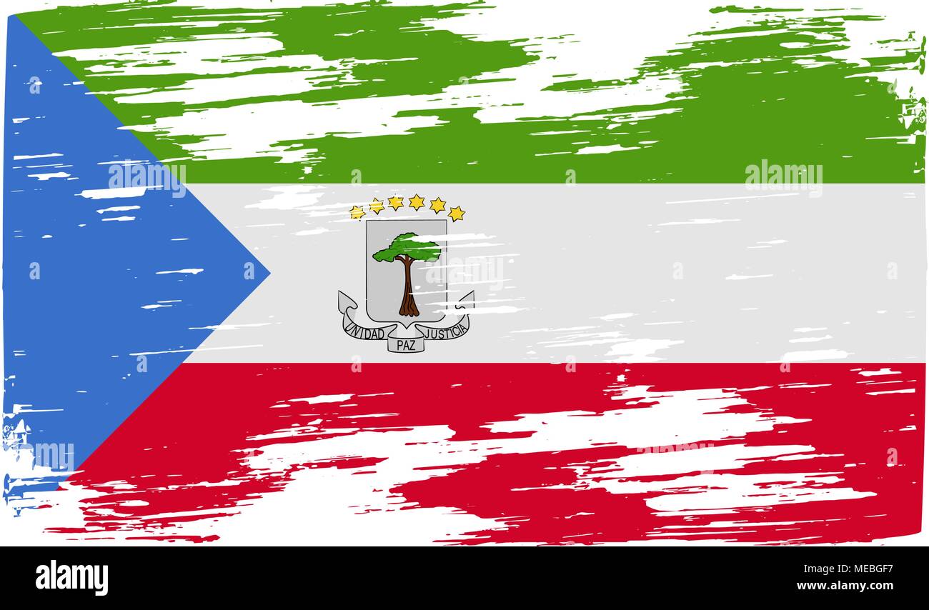 Flag of Equatorial Guinea with old texture. Vector illustration Stock ...
