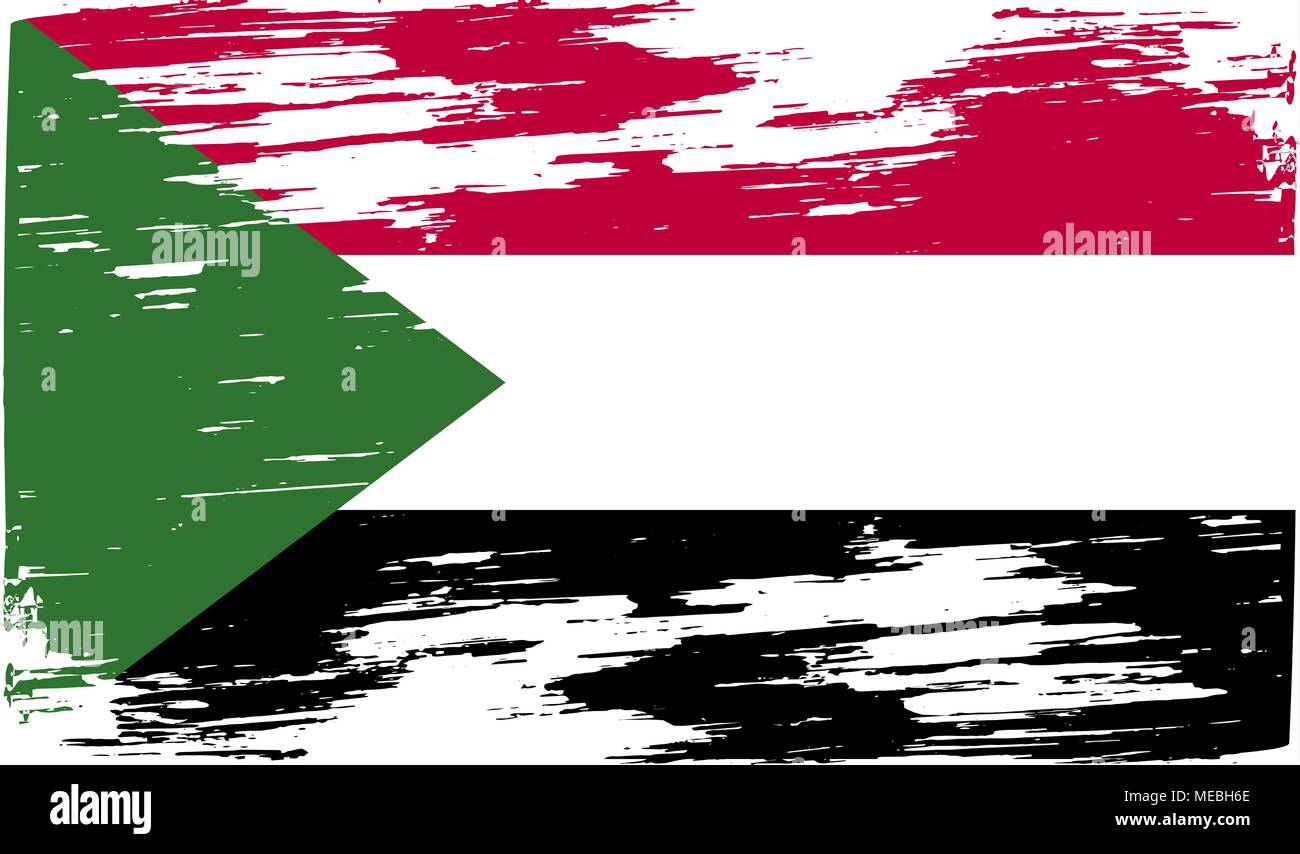 Flag of Sudan with old texture. Vector illustration Stock Vector