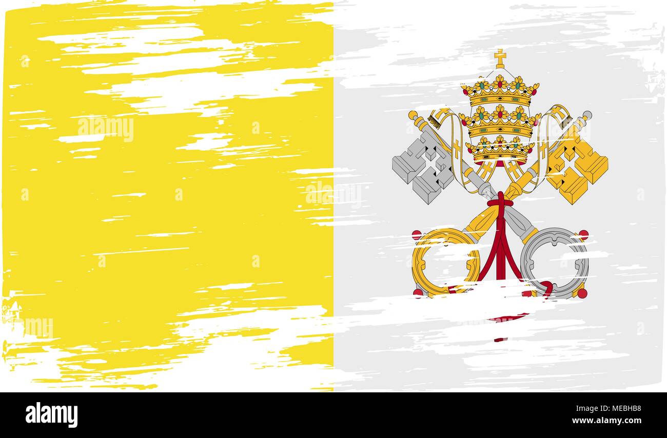 Flag of Vatican with old texture. Vector illustration Stock Vector