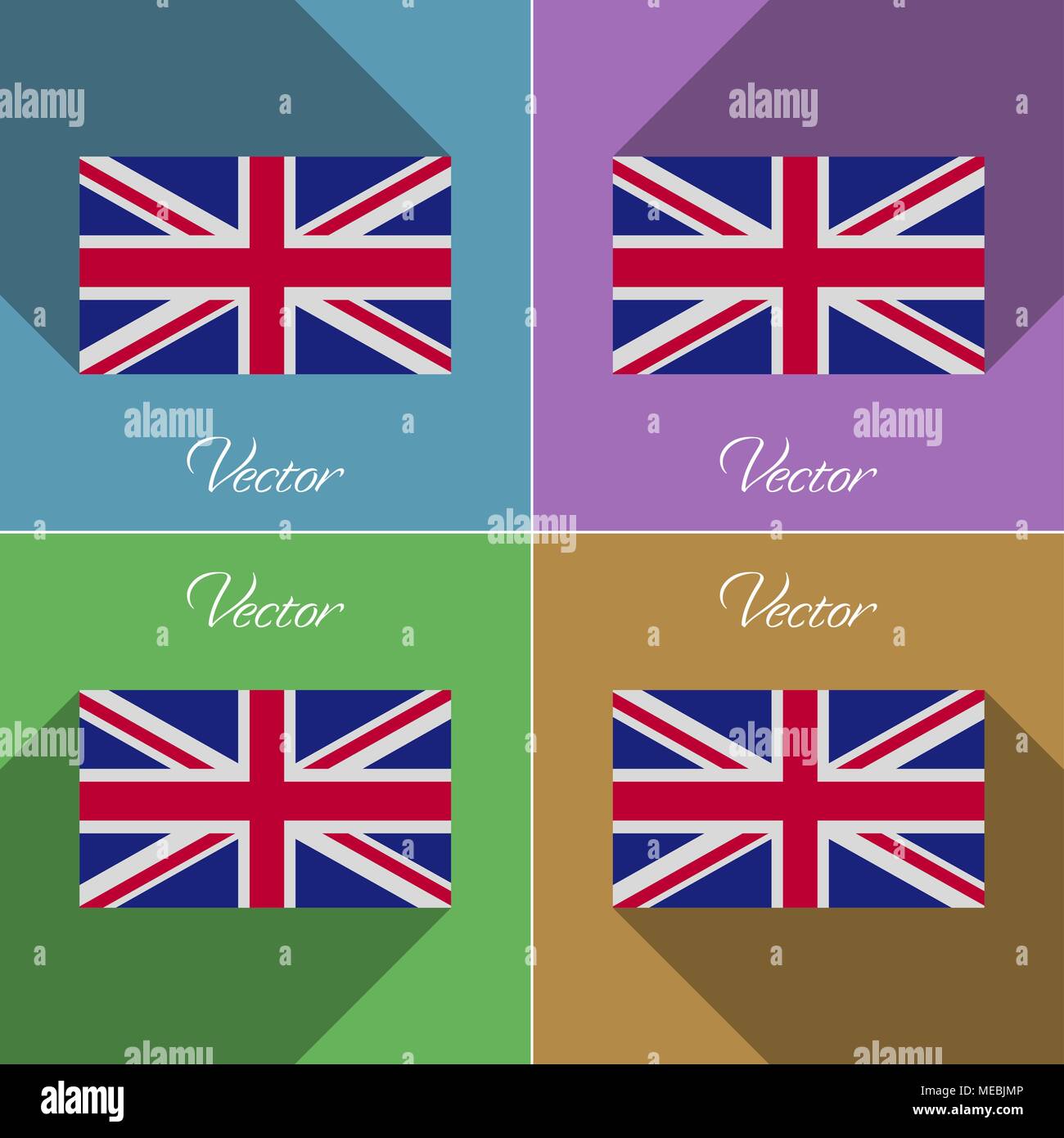 Flags of United Kingdom. Set of colors flat design and long shadows ...