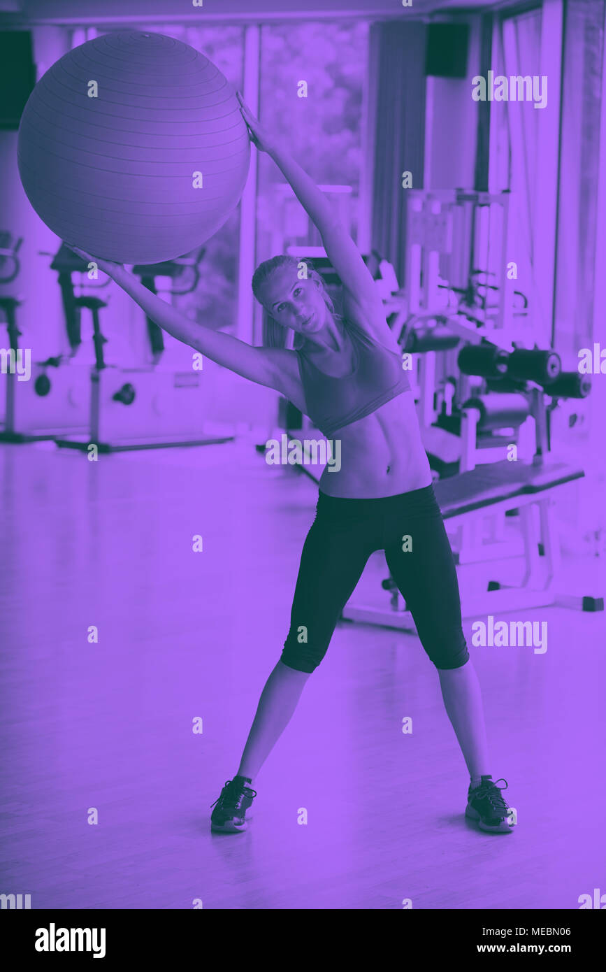 woman exercise pilates in fitness gym club duo tone Stock Photo Alamy