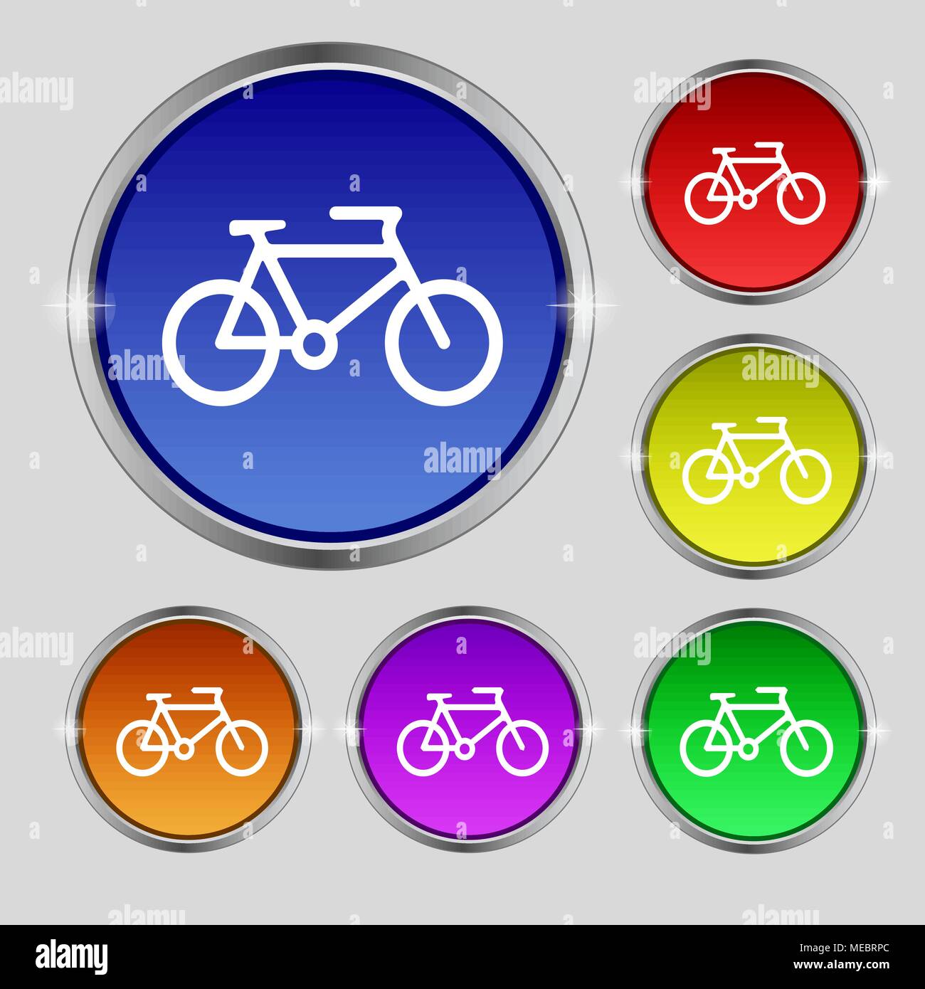 bike icon sign. Round symbol on bright colourful buttons. Vector ...