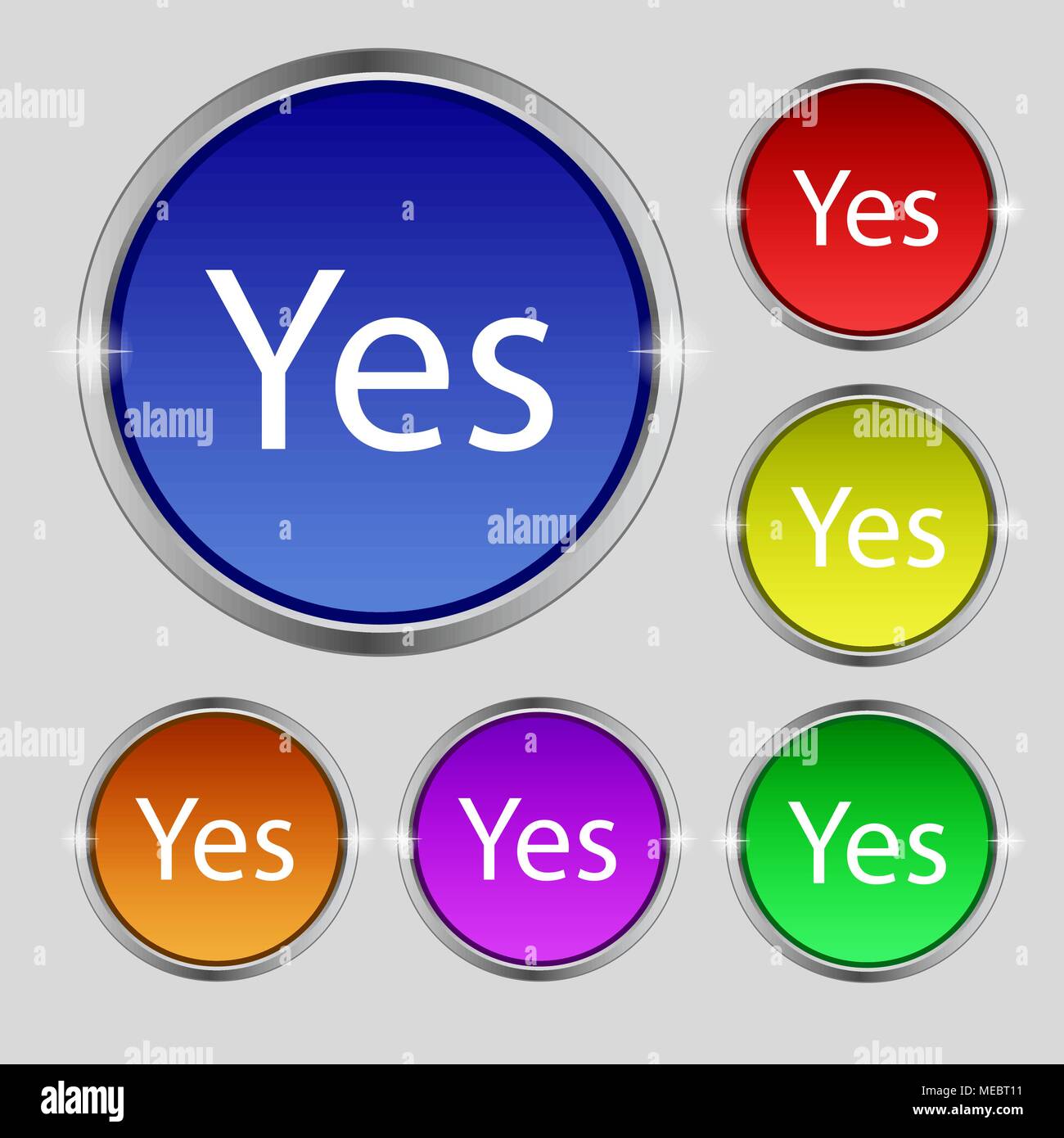 Yes sign icon. Positive check symbol. Set of colored buttons. Vector ...