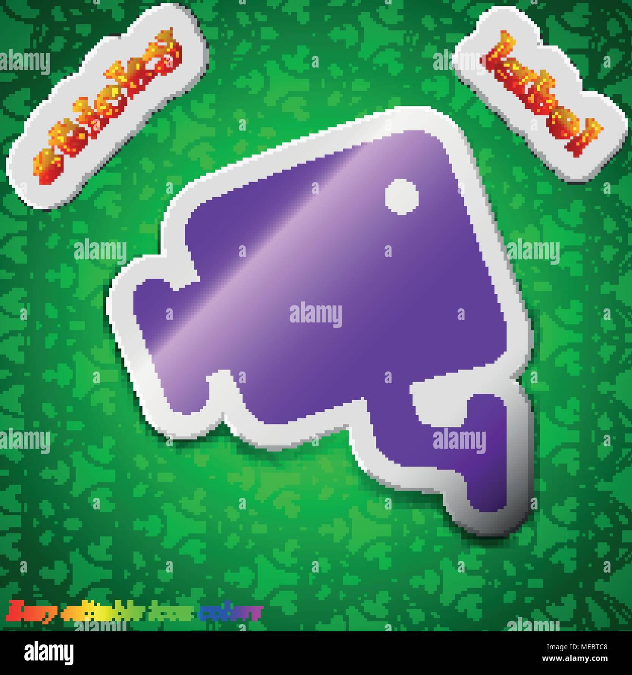 video camera icon sign. Symbol chic colored sticky label on green ...