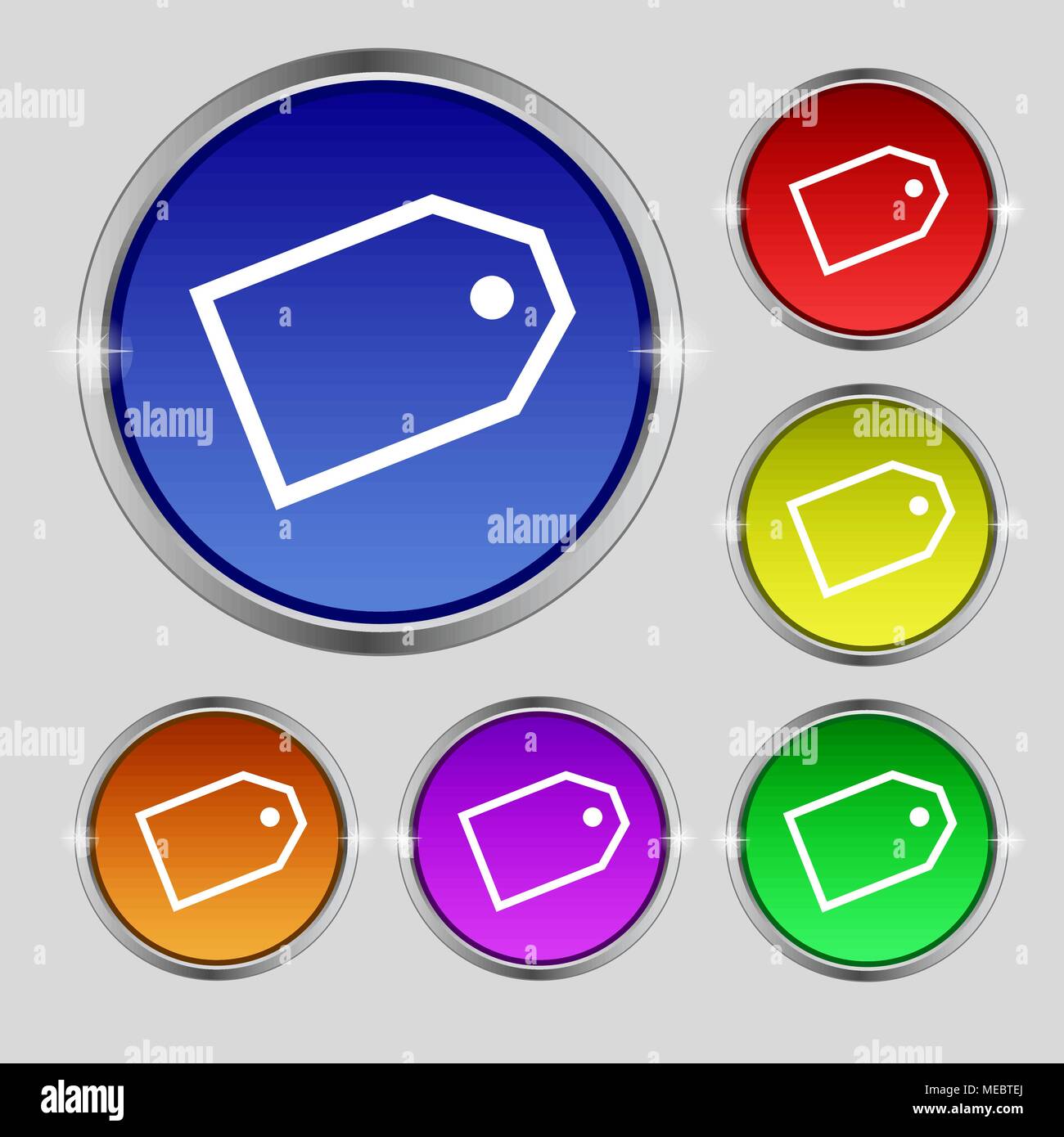 Web stickers icon sign. Round symbol on bright colourful buttons ...