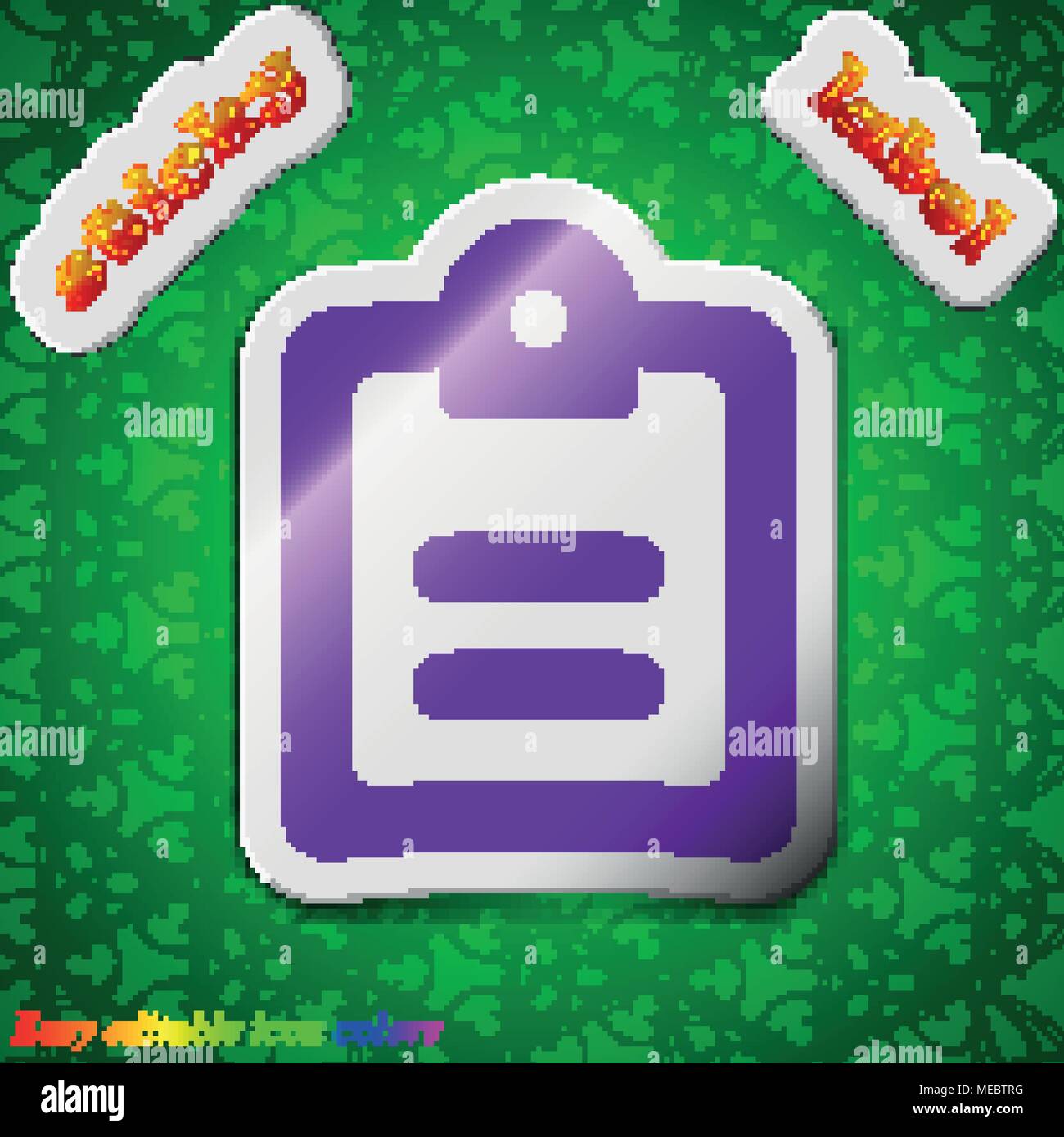 Text file icon sign. Symbol chic colored sticky label on green ...