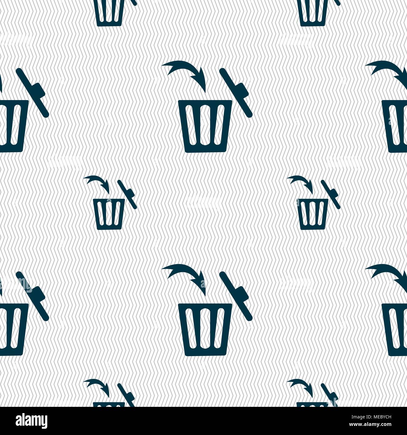 Recycle bin sign icon. Seamless pattern with geometric texture. Vector illustration Stock Vector