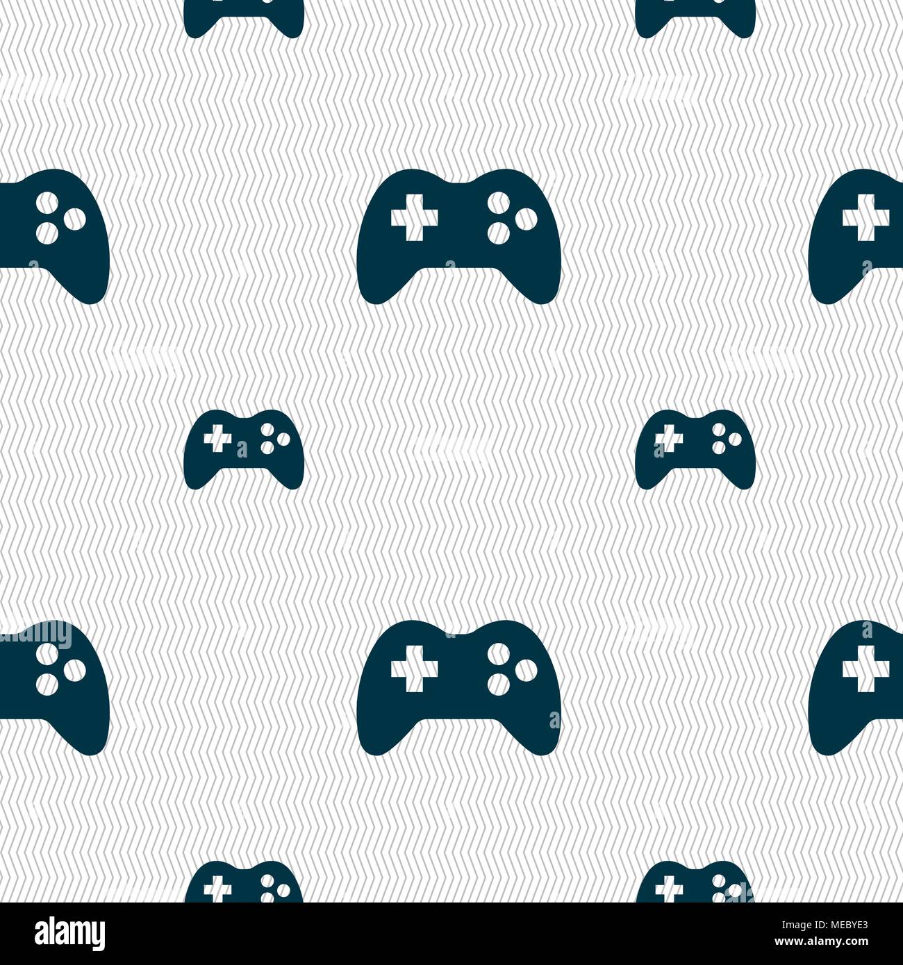 Joystick sign icon. Video game symbol. Seamless pattern with geometric ...