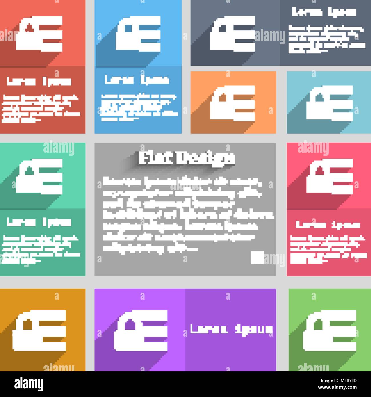 Lock, login icon sign. Set of multicolored buttons. Metro style with ...