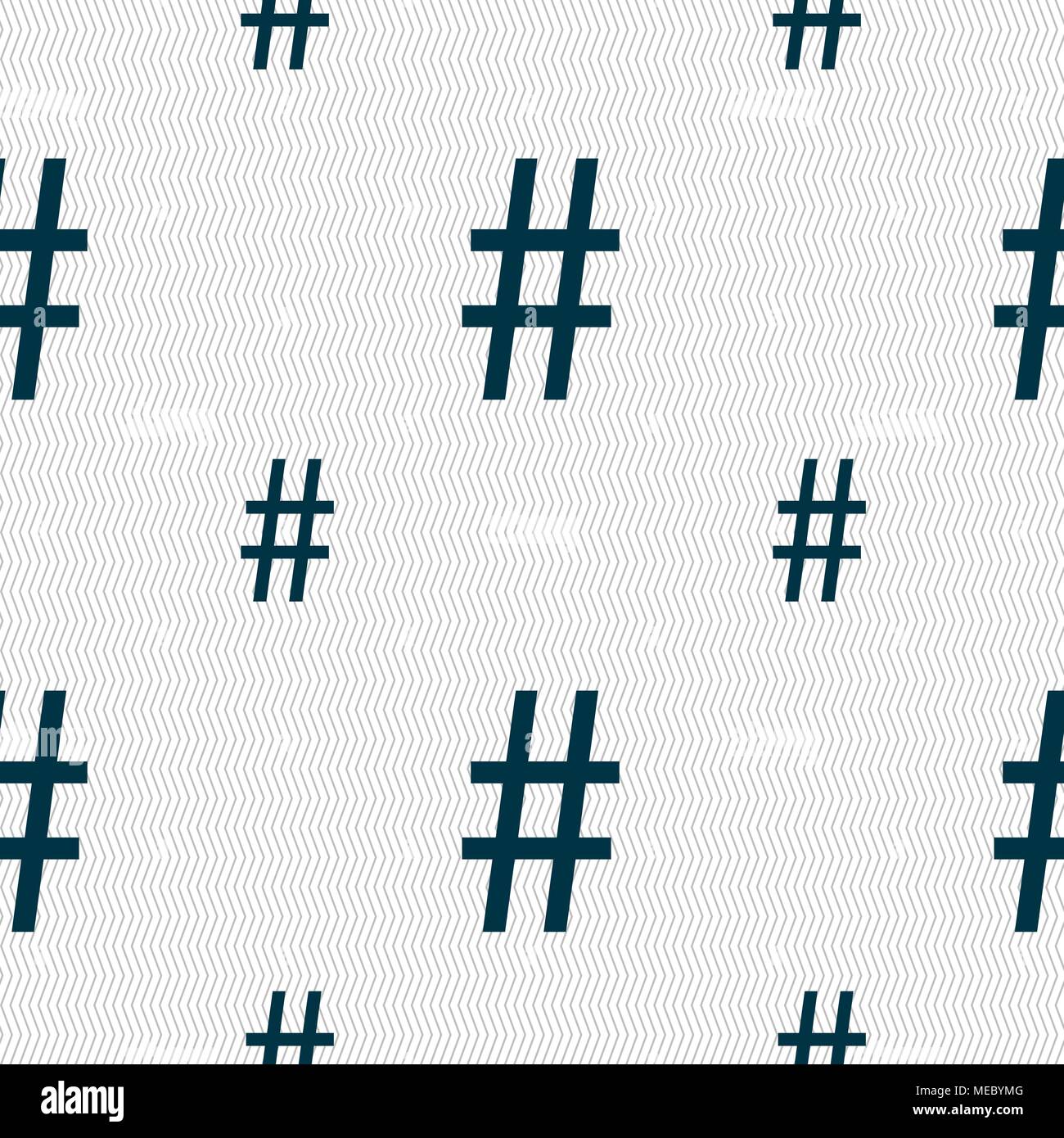 hash tag icon. Seamless pattern with geometric texture. Vector illustration Stock Vector