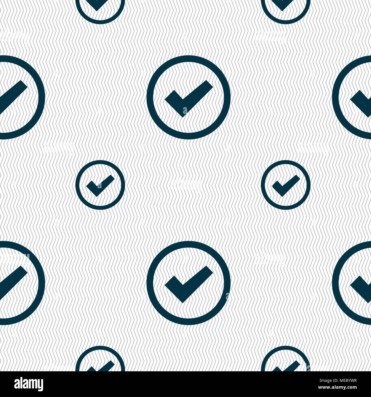 Check mark sign icon . Confirm approved symbol. Seamless pattern with ...